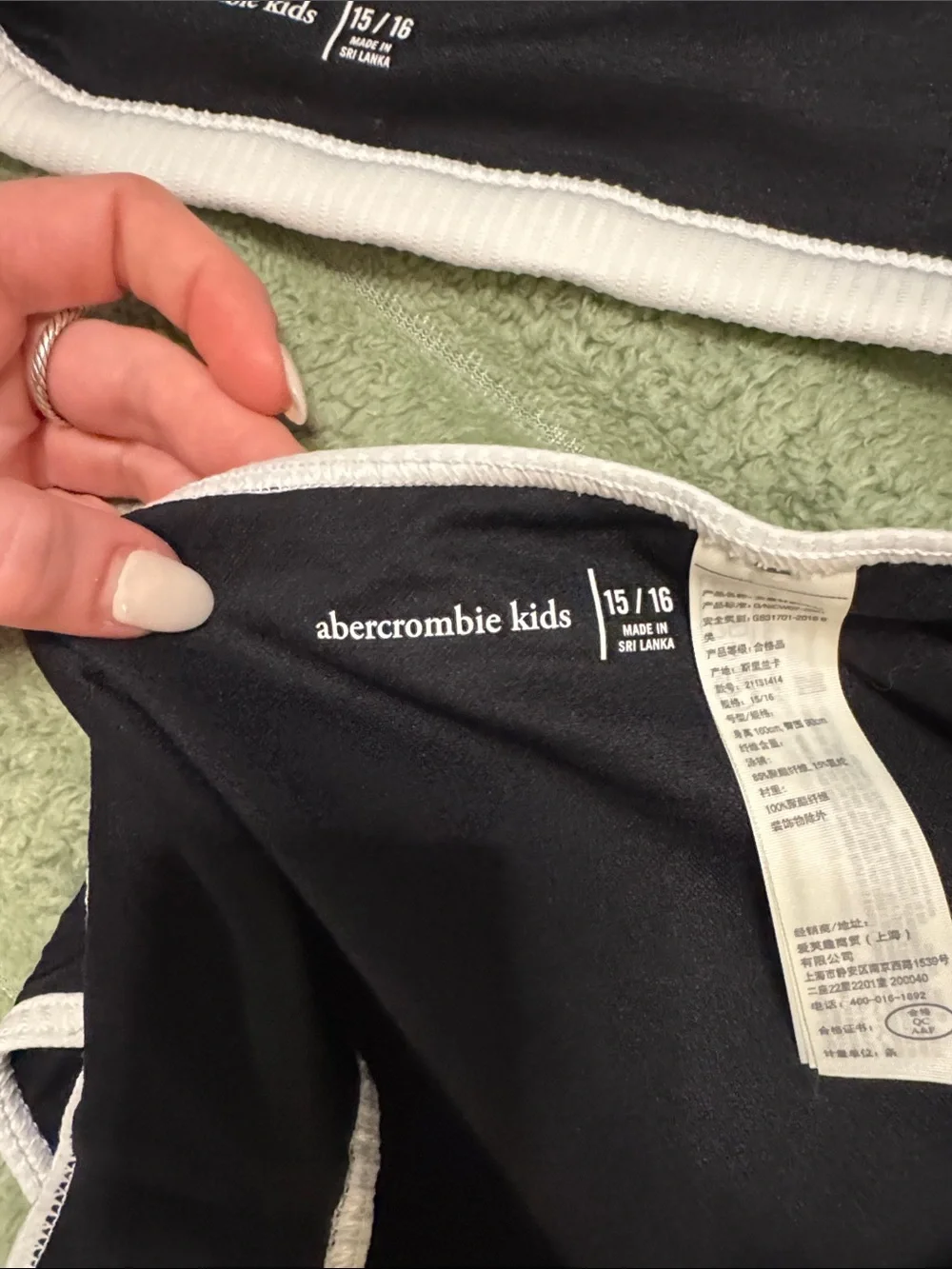 Nwot Abercrombie & Fitch Black Rib-Knit Bikini with White Trim